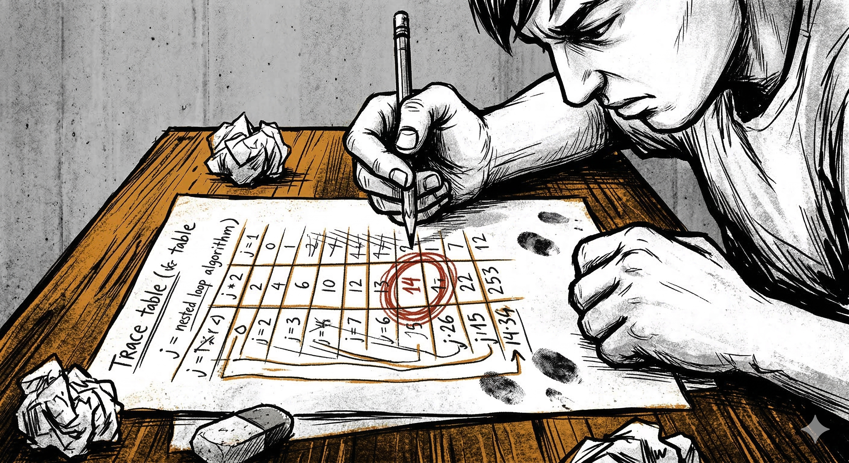 Conceptual image split down the middle showing sketchy variables on messy paper on the left against clean blue terminal output on the right